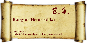 Bürger Henrietta névjegykártya