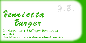 henrietta burger business card